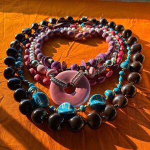 Vintage necklace bundle Hawaiian kukui nut lei necklace handmade 80s art deco